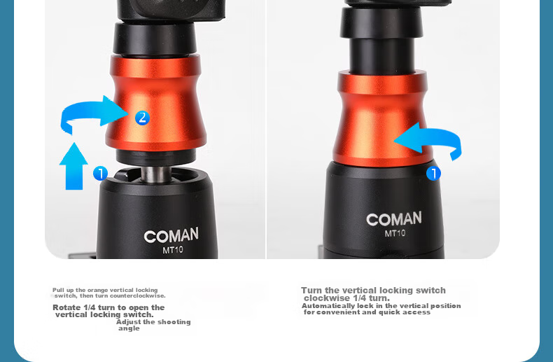 COMAN Carbon Fiber Tripod for DSLR Cameras, Professional Camera Tripod with Hydraulic Damping Ball Head, Photography Tripod KX3535 5