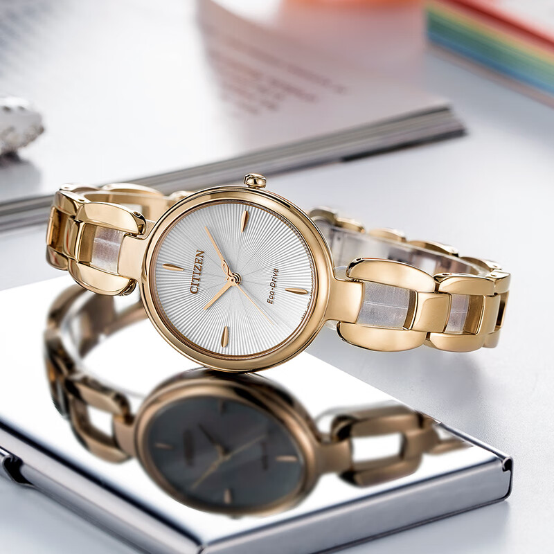 CITIZEN Watch for Women, Japanese And Korean Style L Series Eco-Drive Rose Gold Steel Band, Student Gift for Girlfriend EM0423-81A