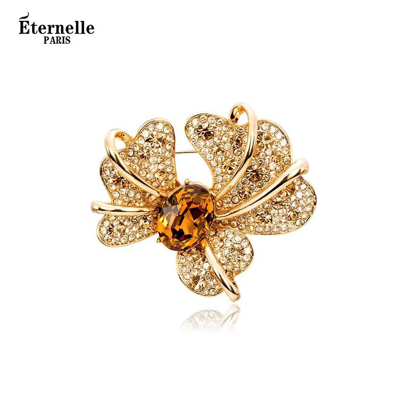 Eternelle French Eternal European Retro Iris Brooch, High-End Jewelry for Women, Austrian Crystal Corsage