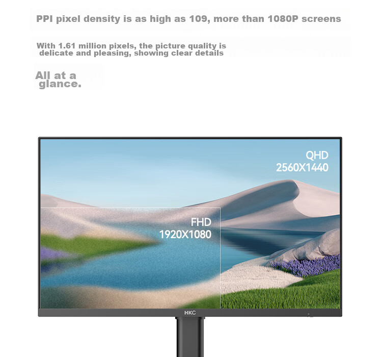 HKC 27-Inch 4K Ultra HD IPS Screen HDR400 Hardware Low Blue Light 95% P3 Wide Color Gamut 1.07 Billion Colors E-Book Design Office Rotatable Height-Adjustable Monitor T2752U 9