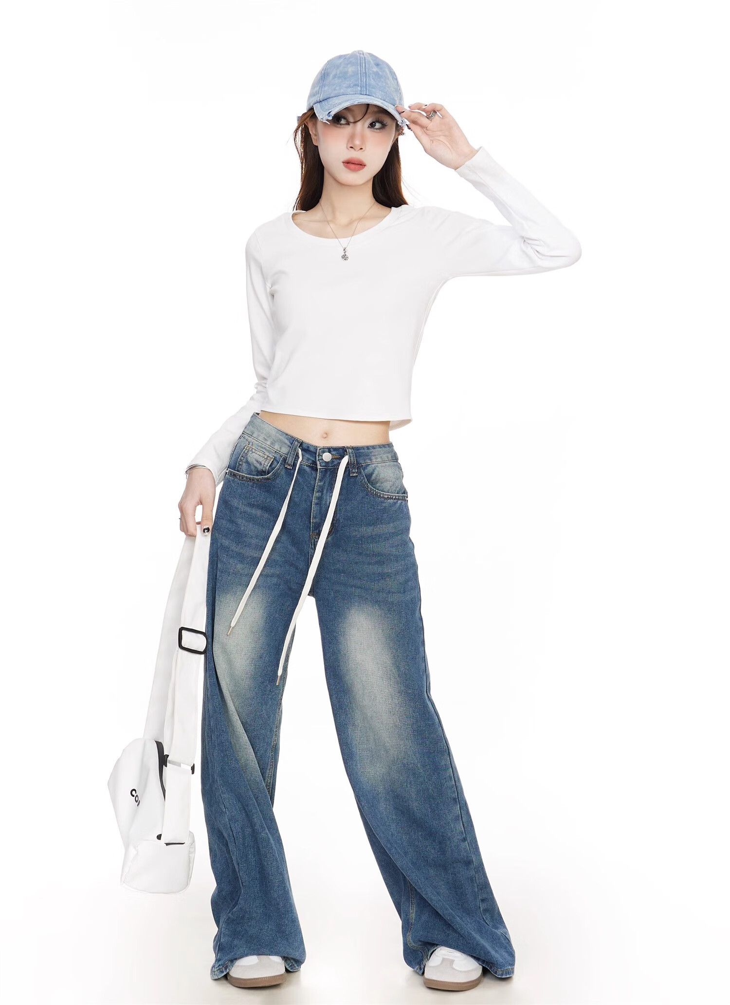 NOME Long-Sleeve T-Shirt for Women, New Early Autumn Style, Hot Girl Inner Wear, Short High-Waist Top, White, XL 12