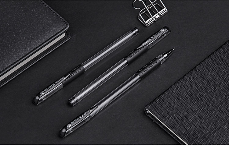 GuangBo Gel Pen Signature Pen, 0.5mm Black Bullet Tip, Soft Grip, Pull-Cap, Classic Office Business Signature Pen Stationery, Pack of 12, ZX9009D 20