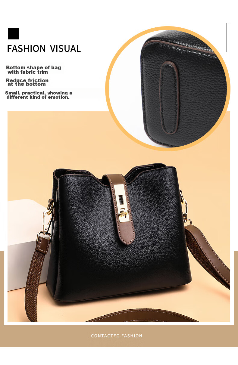 Viney Women's Handbag, Cowhide Crossbody Bucket Bag, Luxury Brand Shoulder Bag, Practical Birthday And Mother's Day Gift for Mom 8