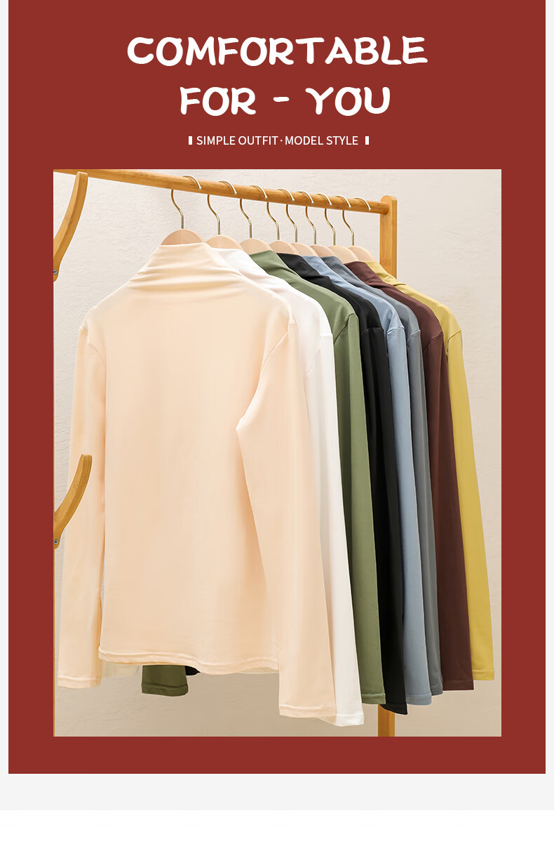 XUEXIMAN Women's Base Layer, Autumn And Winter Semi-Turtleneck Undershirt, High-Elastic Slim-Fit, Slimming Inner Wear, Solid Color Versatile Long-Sleeve Undergarment 10