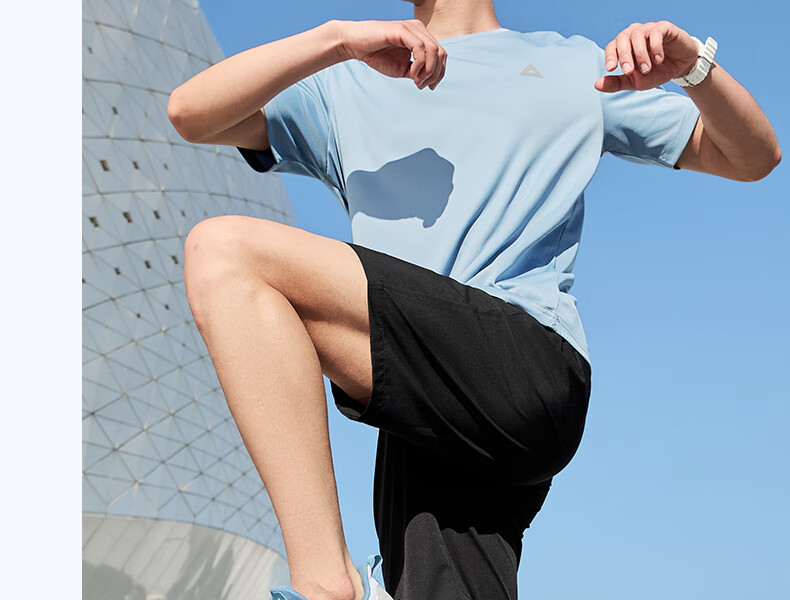 PEAK Quick-Dry Sports Set for Men, Summer Running Casual Badminton Outfit, Breathable Two-Piece Short-Sleeve Shorts for Men DF152001 10