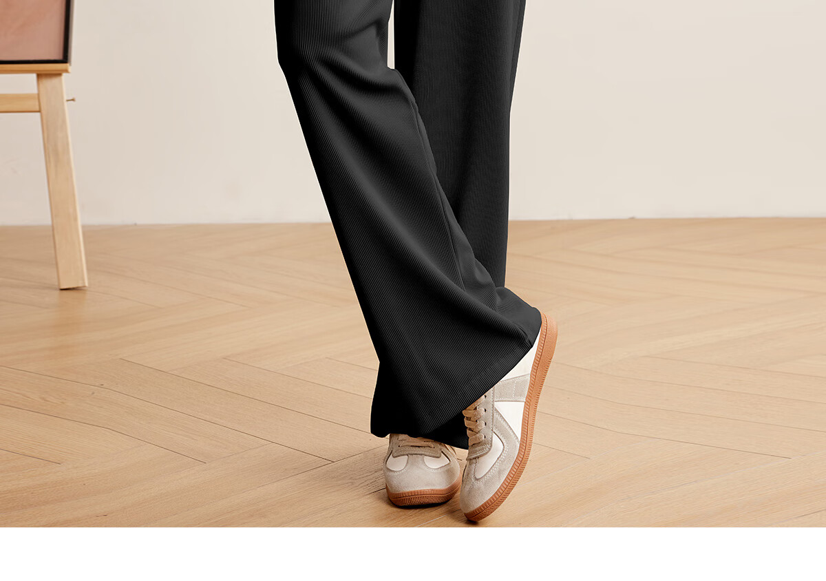 Halo Queen Women's Casual Pants, Spring And Autumn Drawstring Loose Wide-Leg Trousers, Fashionable Slimming Straight-Leg Pants H13QK5970 32