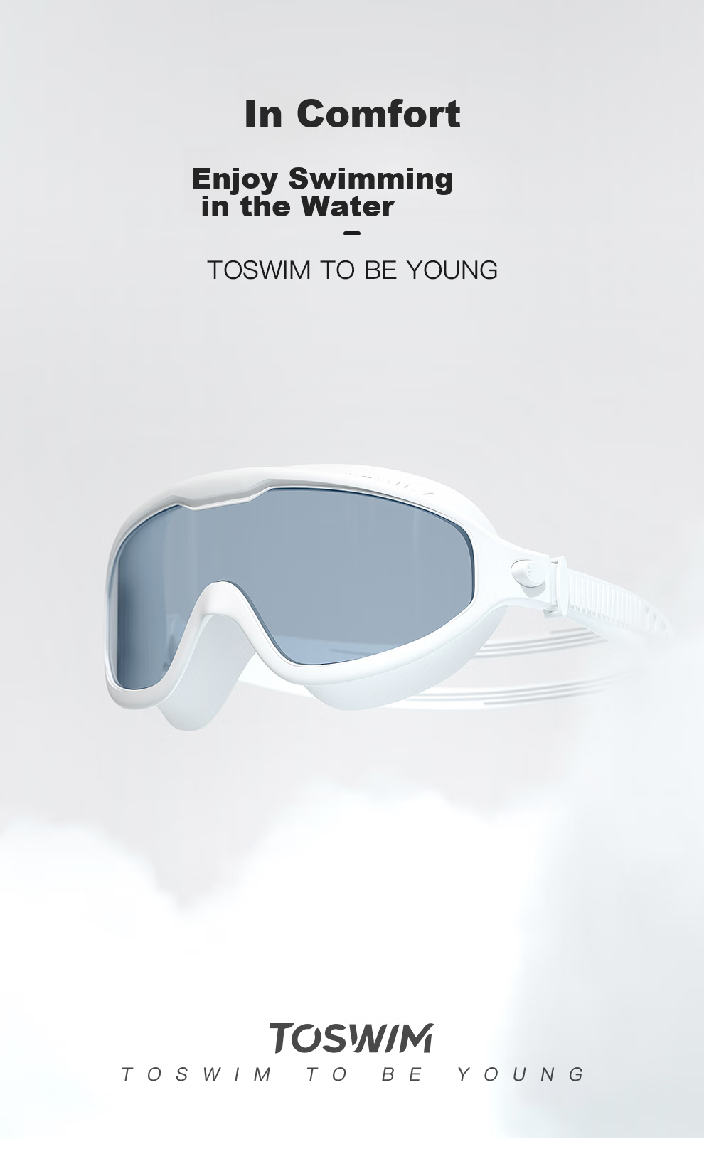 TOSWIM Swimming Goggles for Women And Men, Large Frame Waterproof Swim Glasses, High-Definition Anti-Fog Protective Swimming Eyewear, Beiji Shuiyu 1