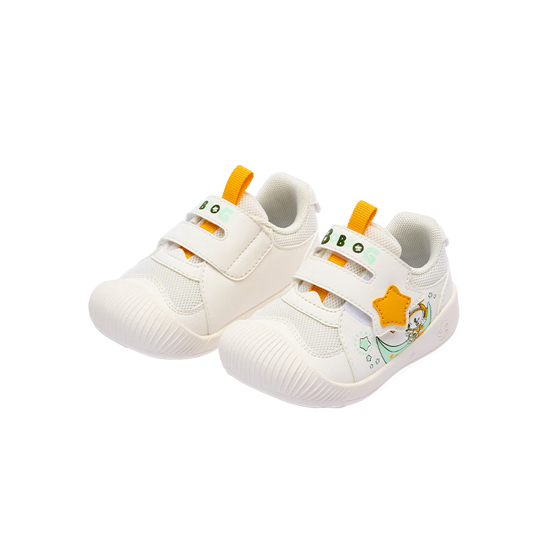 BOBDOG Children's Shoes, Baby Walking Shoes, Spring Style Soft-Soled Non-Slip Infant Functional Shoes, White, Size 23
