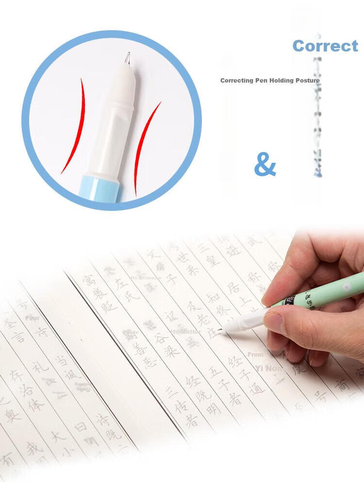 Yongsheng School Opening Gift Fountain Pen Soft Rubber Grip Posture Correction for Third Grade Elementary Students Beginner Handwriting Practice Dark Nib Replaceable Ink Cartridge 3042A Morandi Color 12 Pens Per Box 4