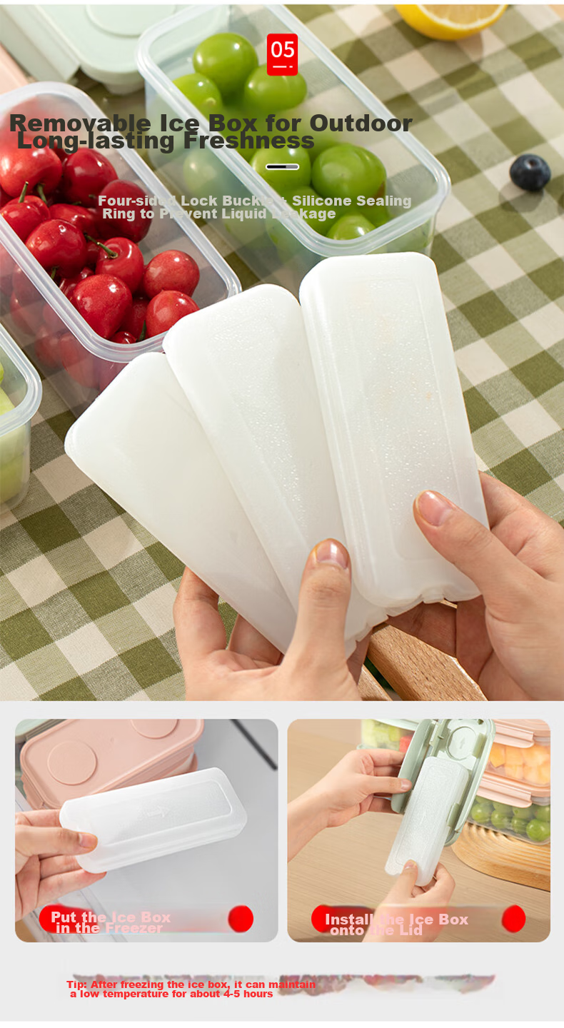 KATEI STORY Japanese Portable Fruit Box with Fork, Handheld Salad Cup, Plastic Cup with Sealing And Leak-Proof Draining Basket for Going Out 9