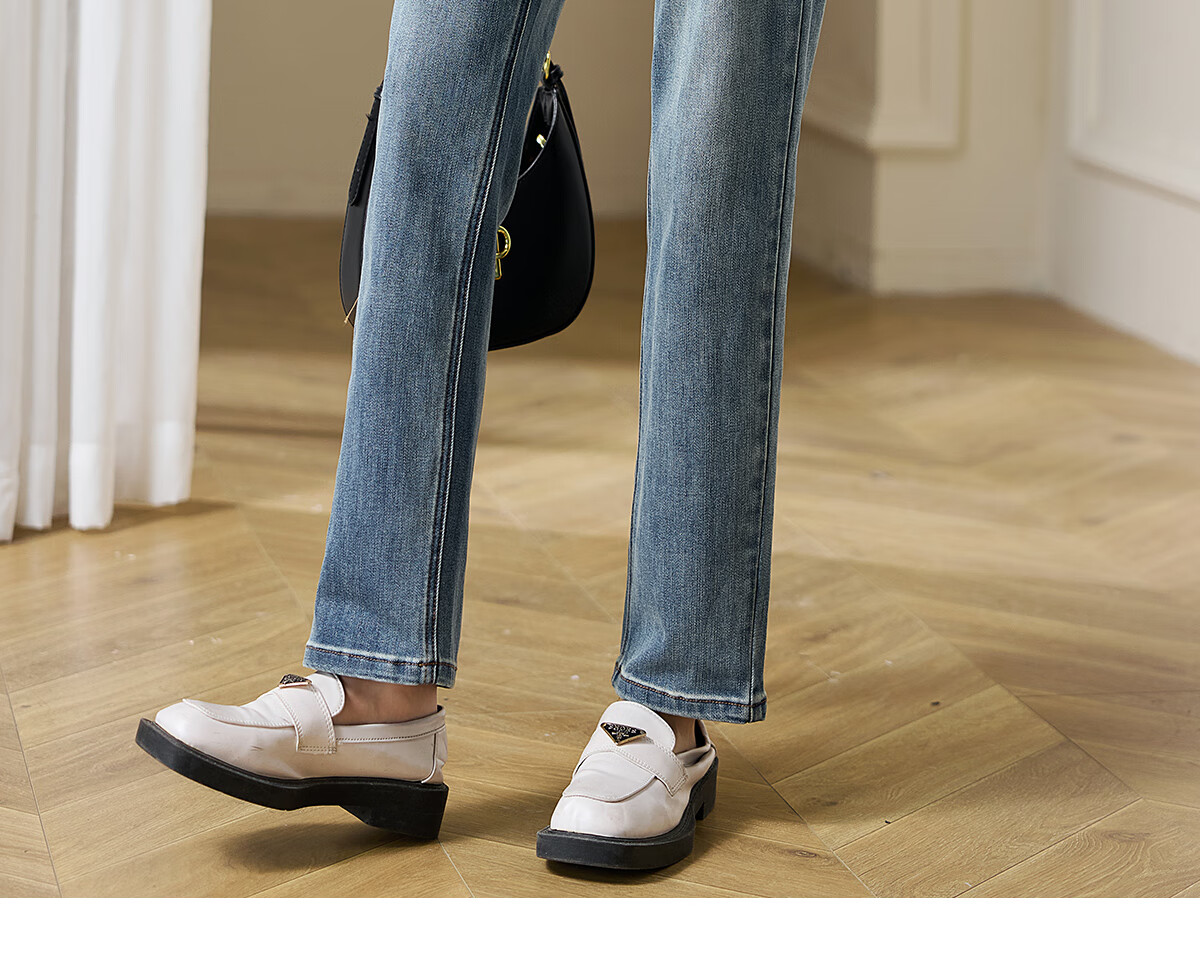 Chushen Women's High-Waisted Vintage Slim-Fit Jeans with Stylish Design And Functional Pockets, Straight-Leg Trousers S143N1001 6