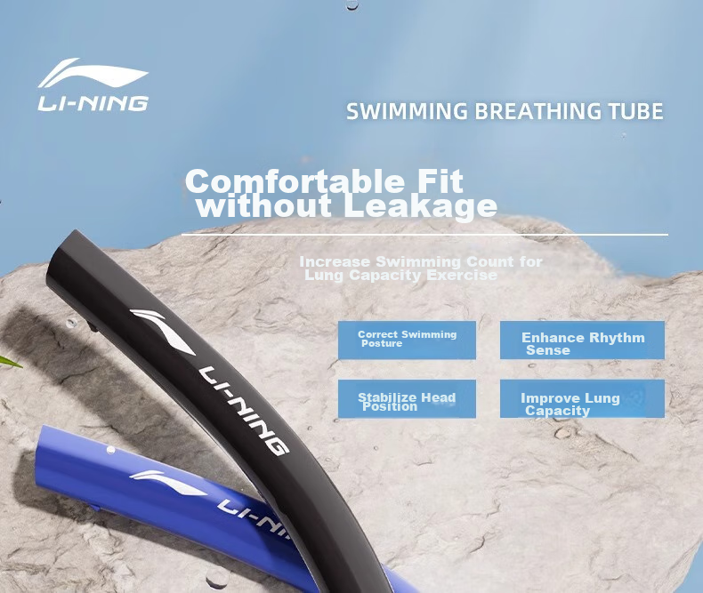 Li-Ning Swimming Breath Tube, Professional Training Equipment for Snorkeling, Adults And Children, Underwater Freestyle Breathing Aid, Black 1