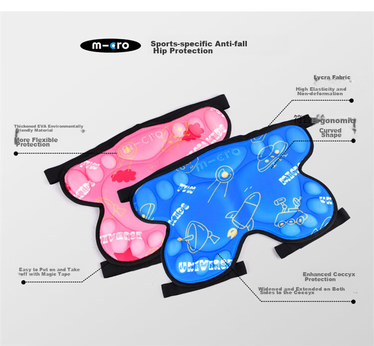 Micro Maiguo Children's Protective Padded Anti-Fall Pants for Roller Skating, Figure Skating, Skiing, And Ice Skating with Buttock Pads, Protective Bear Pattern, Pink, Size S 2