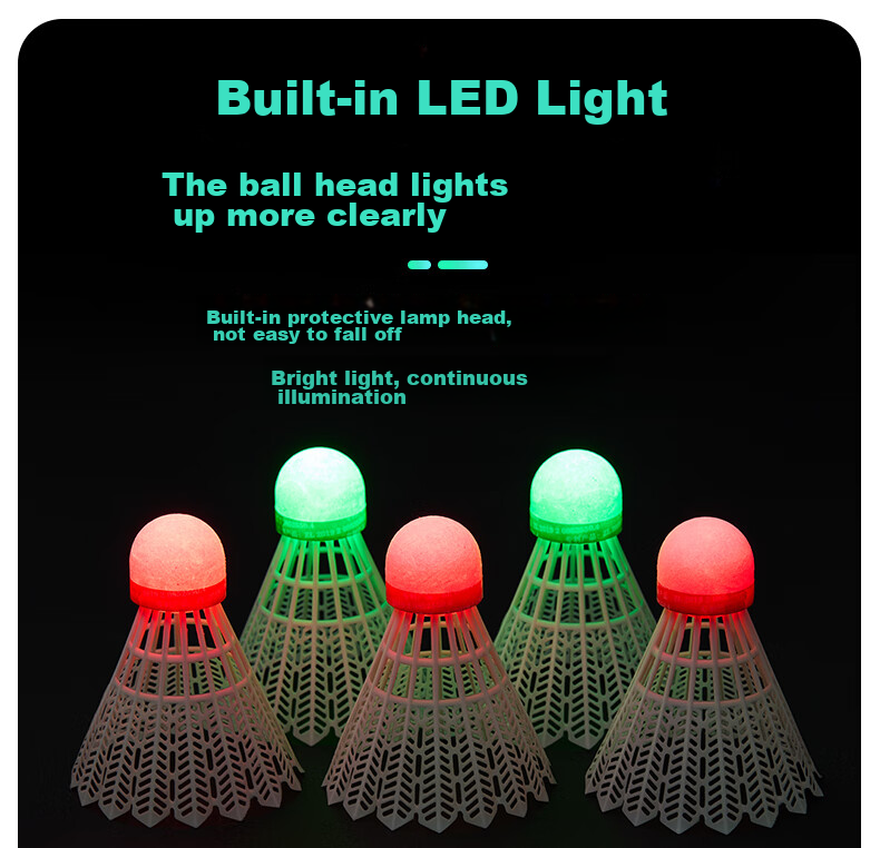 KAWASAKI Badminton Nylon Shuttlecocks, Durable Night-Luminous Fluorescent LED Lighted Nylon Shuttles N10PRO (Set of Four) 8