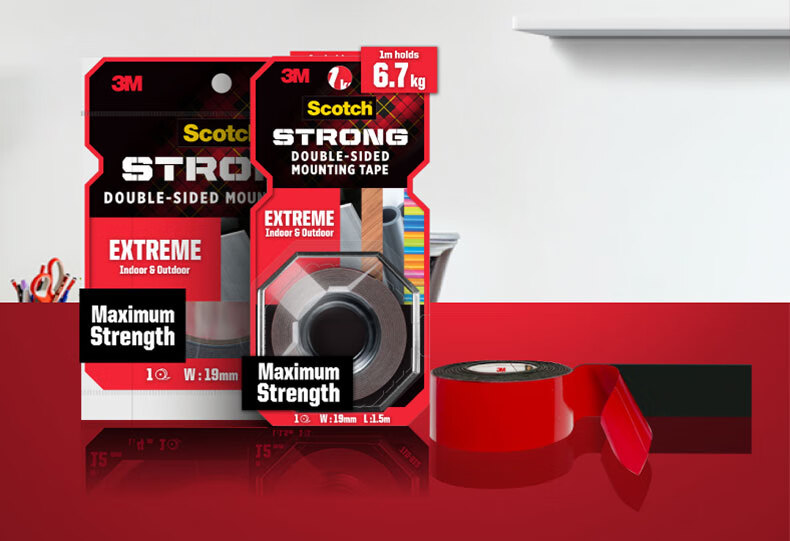 3M Double-Sided Tape, Nail-Free Waterproof Adhesive, Hook Refill, for Bathroom Use, 6 Pieces, Household Size, Strong Adhesive, Replacement Pack, Double-Sided Tape Strip 2