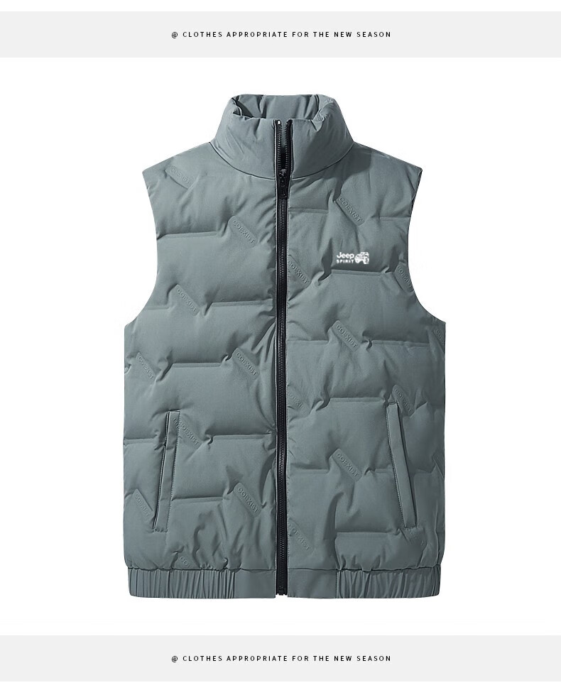 JEEP SPIRIT Men's down Vest Jacket, Winter Short Sleeveless down Coat, Stand Collar Breathable Outerwear, Black, 2XL 9