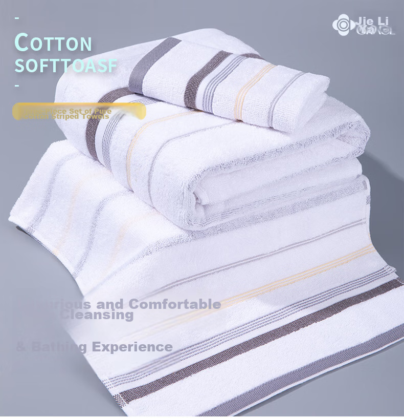 Grace Towel Set of Three, Pure Cotton, Absorbent And Comfortable, Bath Towels, Face Towels, Square Towels, for Men And Women, Home Use Set, Sports 1