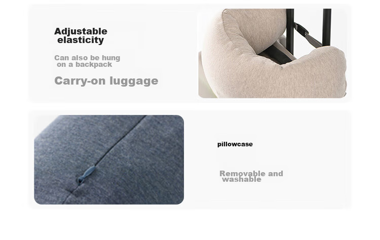 MUJI Comfortable Neck Pillow, Mid-Autumn Festival Gift, Nap Pillow, U-Shaped Pillow, Office Headrest, Backrest with Cap, Dark Gray 5