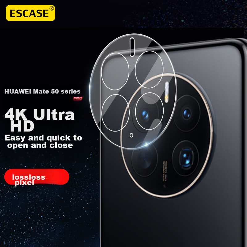 ESCASE Huawei Mate50Pro Camera Lens Protector, Full Coverage HUAWEI Rear Camera Protection, Wear-Resistant, Scratch-Resistant Glass, All-In Transparent