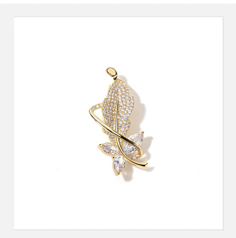 Qlady Feather Brooch, High-End Luxury Exquisite Corsage for Men And Women, Anti-Exposure Pin, Scarf Buckle, Mid-Autumn Festival Birthday Gift 5