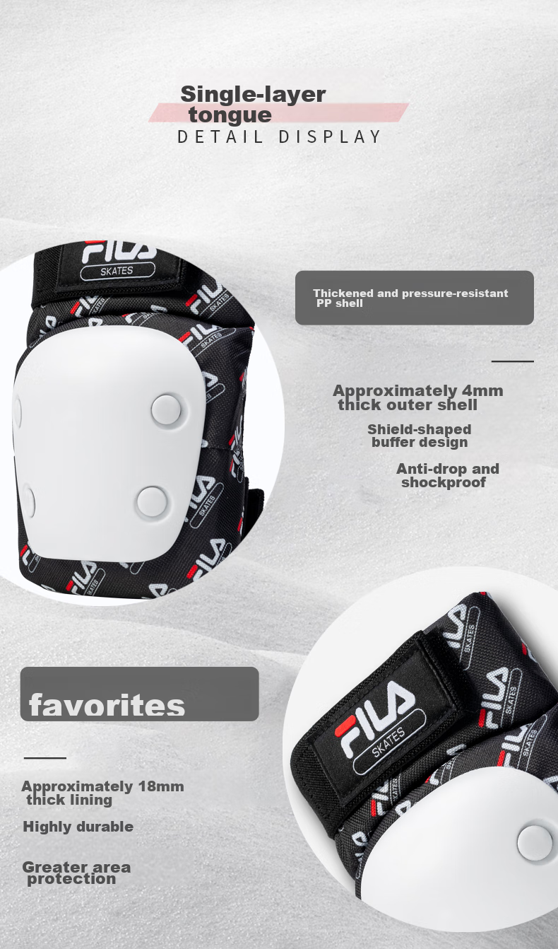 FILA Professional Skateboard And Bicycle Protective Gear for Youth, Adults, And Children, Street Skating Professional Skateboard Protective Equipment, White, Size L 12