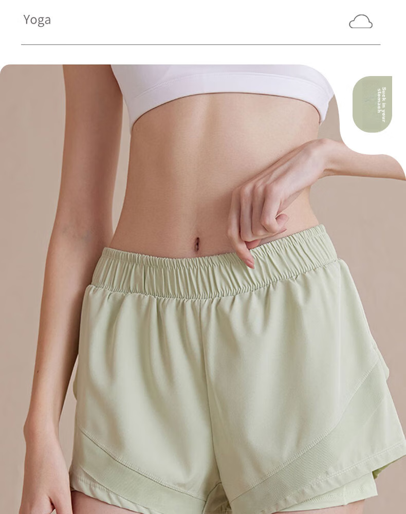 XUEXIMAN Yoga Shorts for Women, Faux Two-Piece Sports Shorts, High-Waisted Anti-Exposure Running Training Fitness Marathon Shorts Summer 5