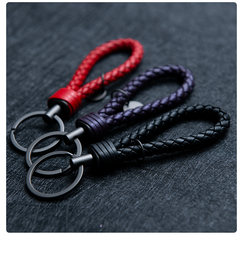 YORA Black Knitted Car Key Chain, Personalized Creative Car Key Pendant, High-Quality Leather Key Ring for Men And Wome 11