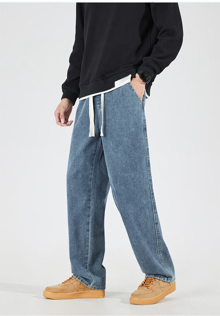TonLion 2026 Spring And Autumn New Men's Jeans, Loose Straight-Leg Pants, Retro American-Style Trendy Brand Versatile Long Trousers 4