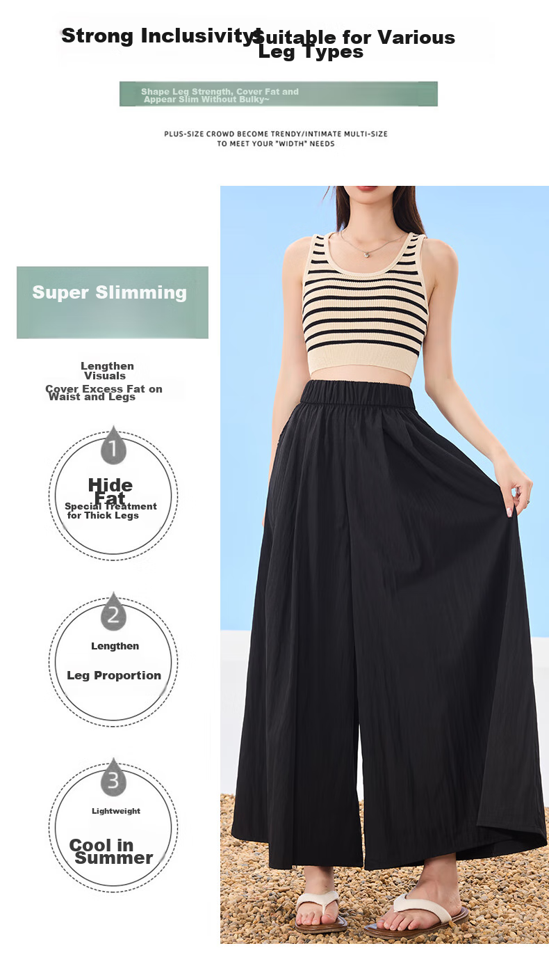 Ziyouxi Yamamoto Skirt Pants for Women, Summer 2026 New Style, High-Waisted Slimming A-Line Skirt, Casual Petite Ice Silk Wide-Leg Pants M 5