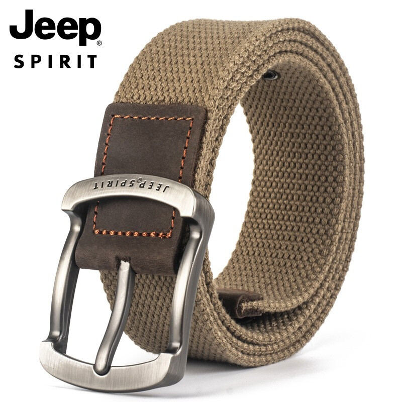 JEEP SPIRIT JEEP Canvas Belt for Men, Korean-Style Trendy Fashion Trouser Belt, Durable And Wear-Resistant Brand Belt