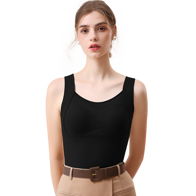 MiiOW Ladies' Thermal Vest with Built-In Bra Pads, Silk Camisole, No Need for Separate Bra, Wear As Outer Layer Or Base Layer Top