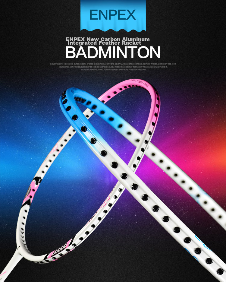 ENPEX Badminton Racket, Single Racket for Home Matches And Training, Carbon Composite Deep Sea Blue Feather Racket, Model 520B 1