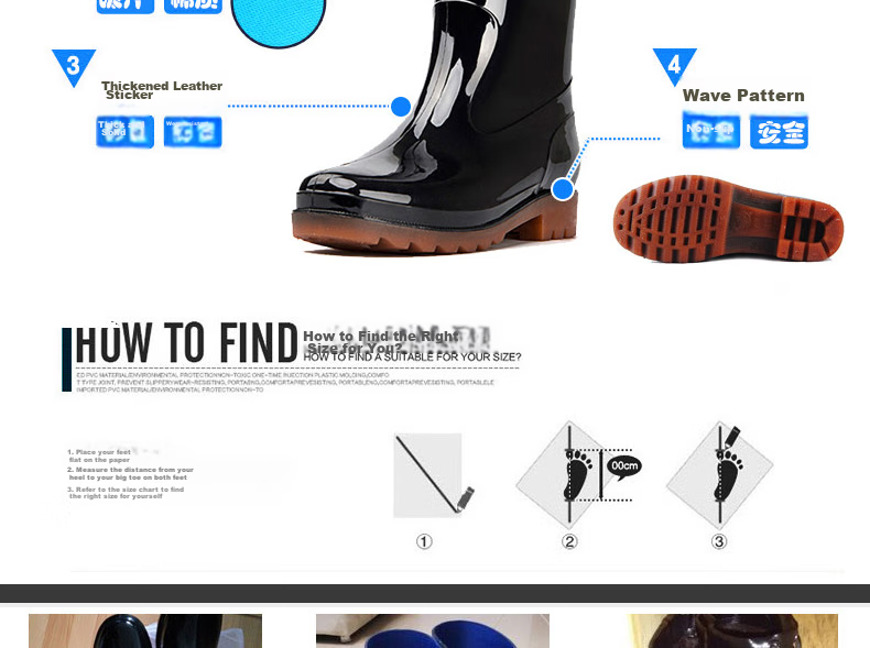 Warrior Men's Mid-High Rain Boots, Adult Waterproof Shoes, Kitchen Shoes, Rubber Boots, Overshoes, 8857 Black, Size 41 3