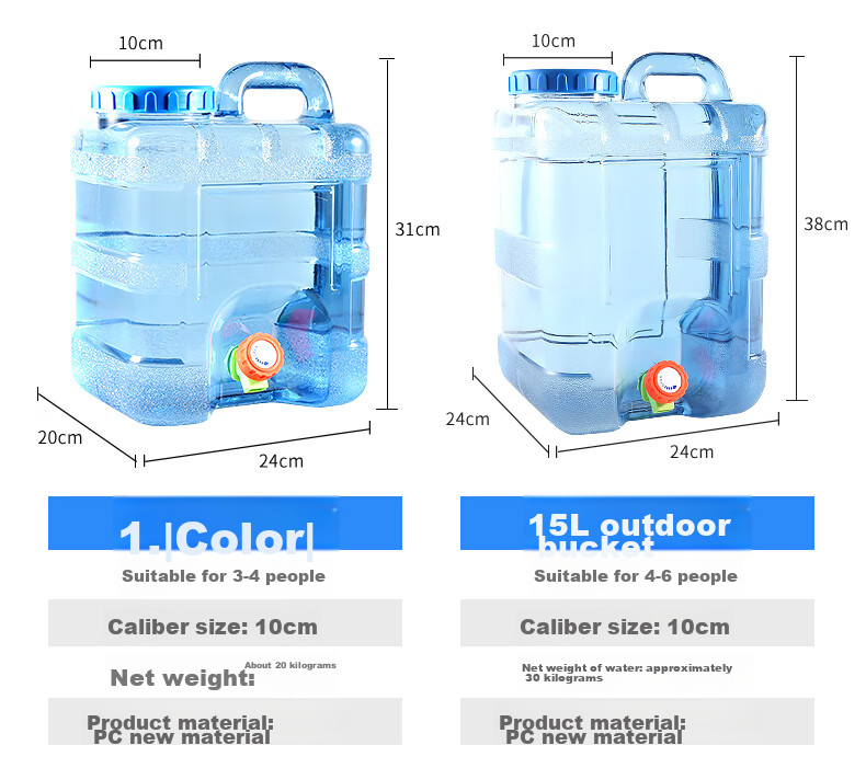 Geshu Outdoor Water Bucket, Food-Grade Storage Bucket, Camping Pure Water Container, Portable Car Water Tank with Tap, 25L, Army Gree 18