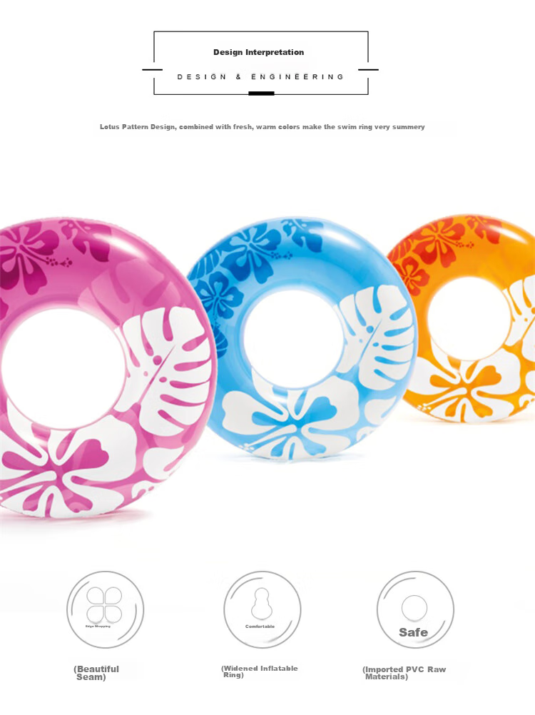 INTEX Adult Swim Ring, Life Buoy, Swimming Equipment, Thickened Underarm Children's Toy, Random Color, 59251 2