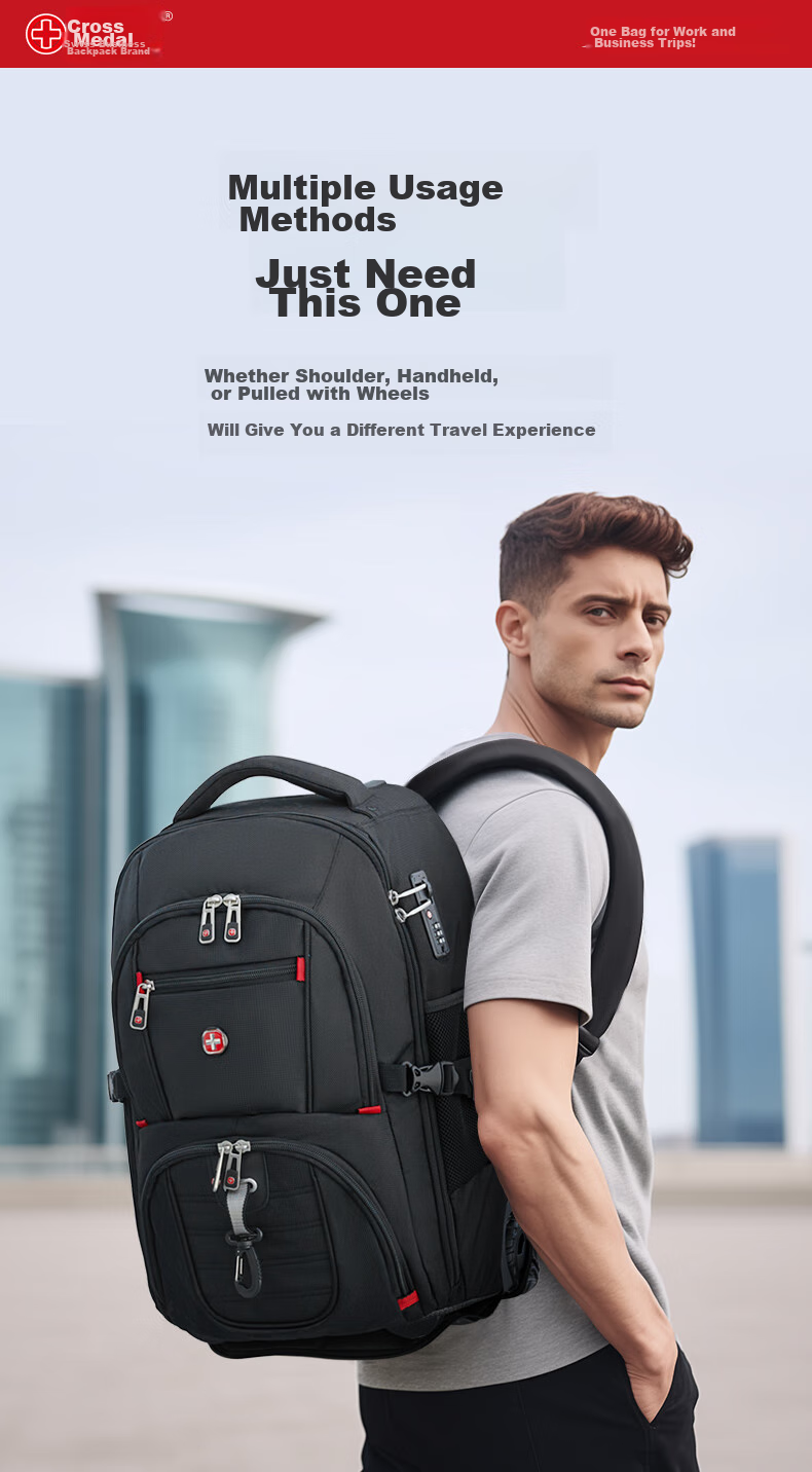 CROSSGEAR Backpack with Wheels, 17.3-Inch Large Capacity Business Travel Luggage, Carry-On Suitcase, Student Backpack 10