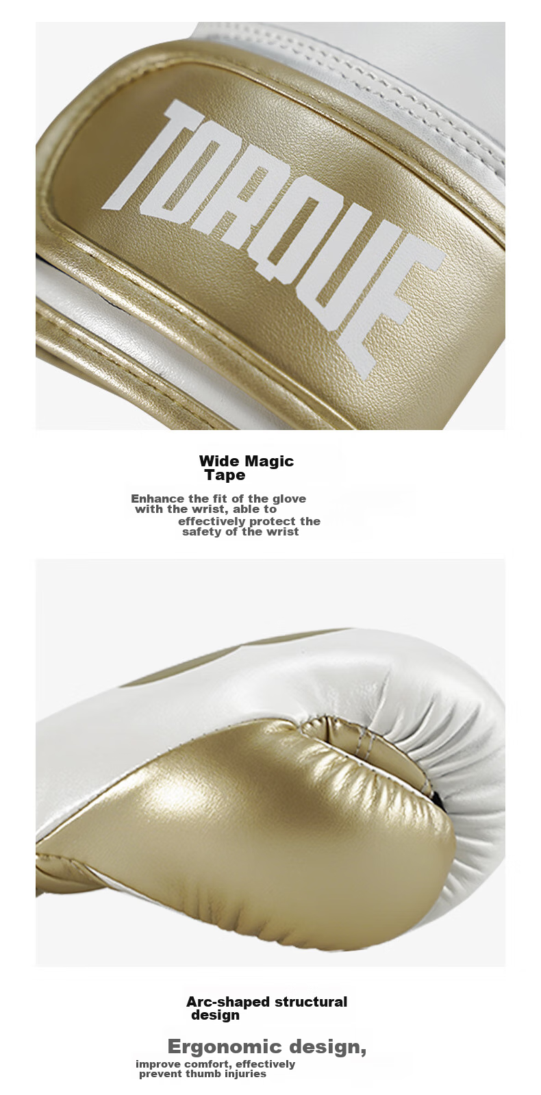 TORQUE Children's Boxing Gloves, Comprehensive Combat Training, Kids' Gloves for Punching Bags, Professional Gloves, White Gold 6OZ 6
