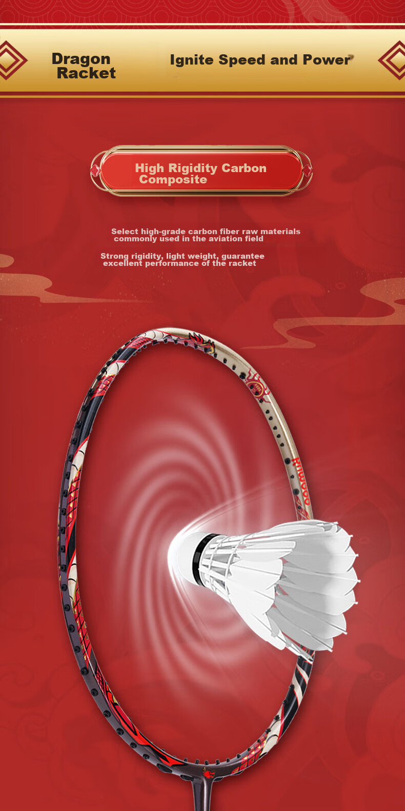 KUMPOO Badminton Racket, Lightweight Shock-Absorbing Carbon Solid Core, Double-Edged Composite Frame, Advanced Professional Racket, Shiluo White/red 8
