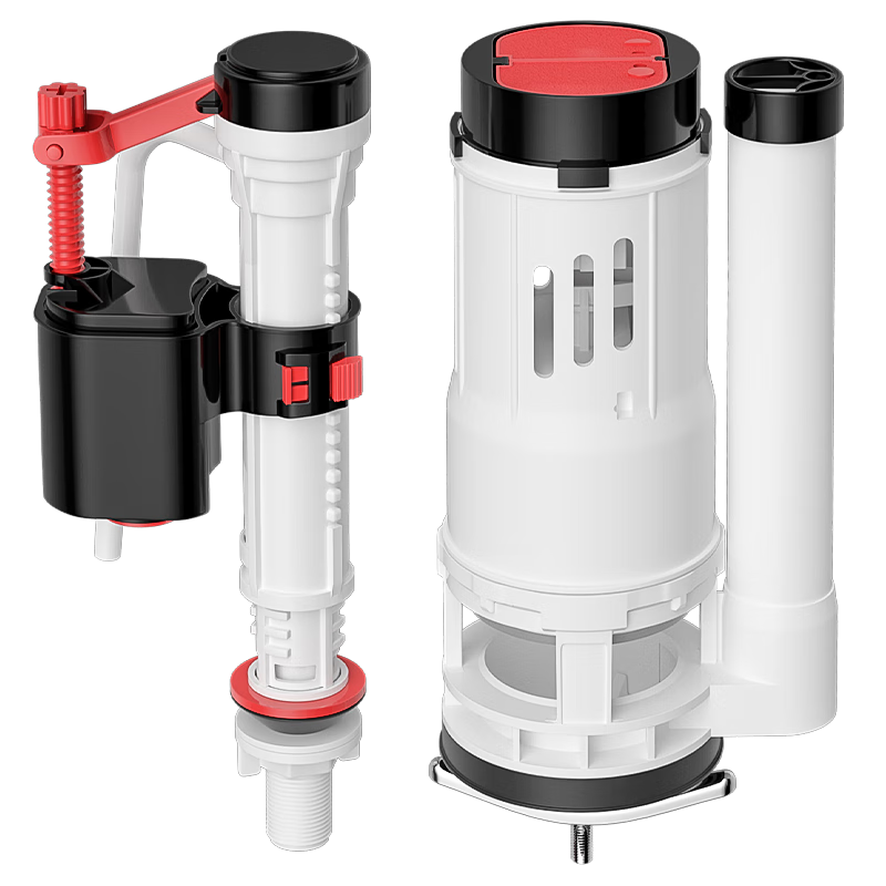 Muvi Toilet Accessories, Universal Complete Set, Flush Toilet Tank Drain Valve, Old-Style Toilet, Top Inlet Valve, Bottom Flusher