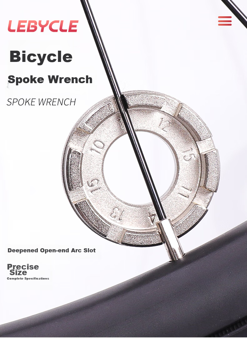 LEBYCLE Bicycle Spoke Wrench, Universal Wheel Spoke Tool, Wheel Tightening Steel Wire Adjustment Tool, Repair And Maintenance Tool 1