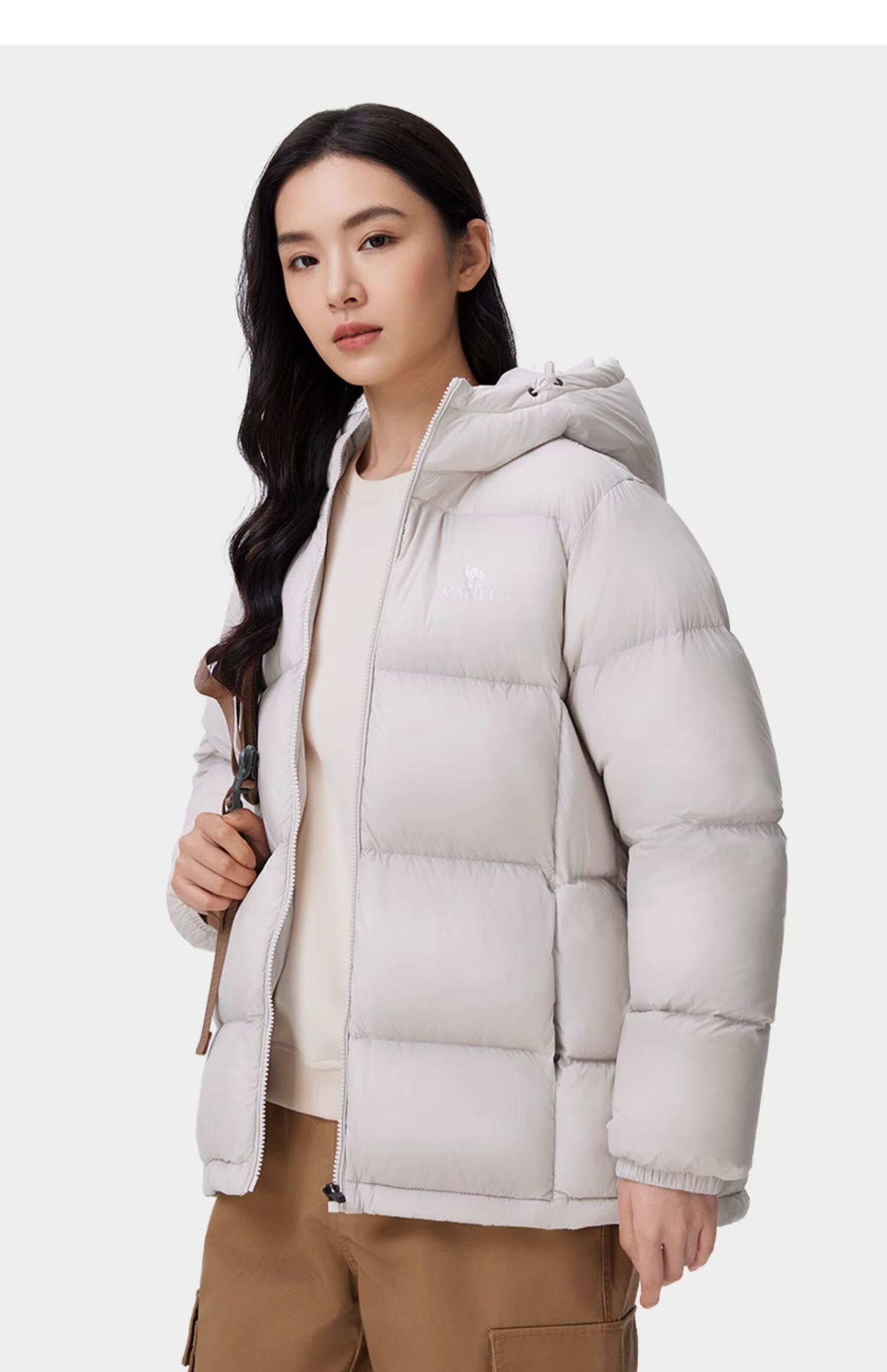 CAMEL [Hug] Winter Outdoor Water-Resistant down Jacket, 600 Fill Power, Unisex Thick Hooded Warm Puffer Coat 31