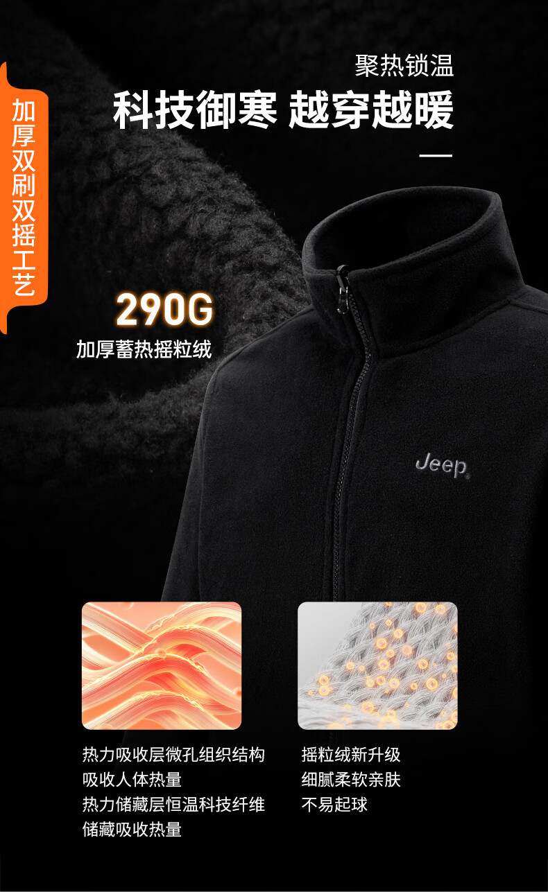 JEEP 3-in-1 Fleece Lined Outdoor Mountaineering Jacket Unisex Urban Commuter Nomad Gray XL 1