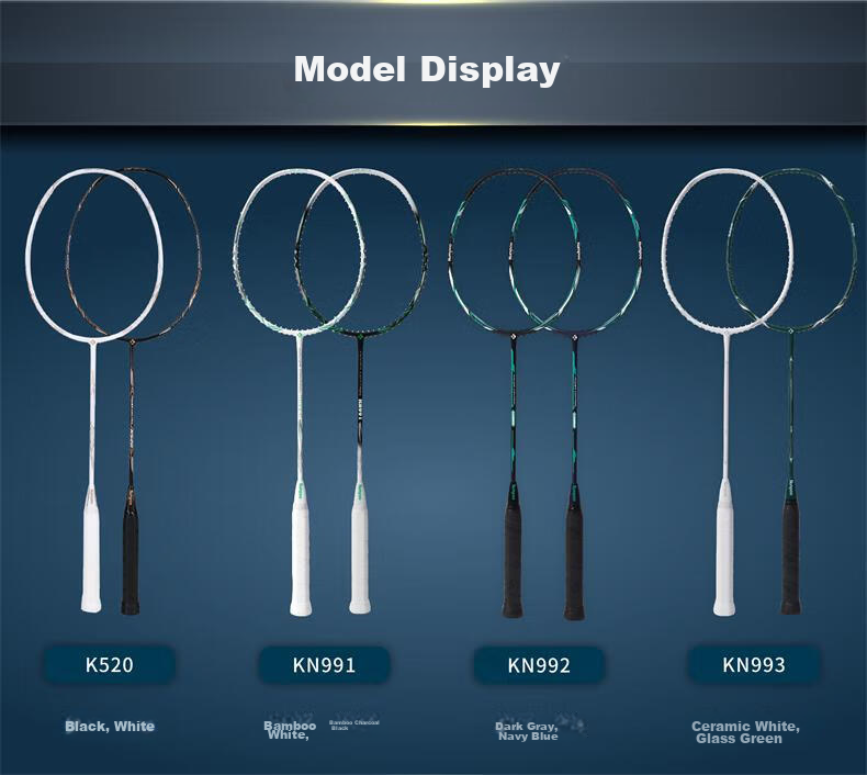 KUMPOO Badminton Racket KN Full Carbon Ultra-Light Xunfeng K520 Upgraded Version, Balanced for Attack And Defense, Finished Racket KN993 Porcelain White 3