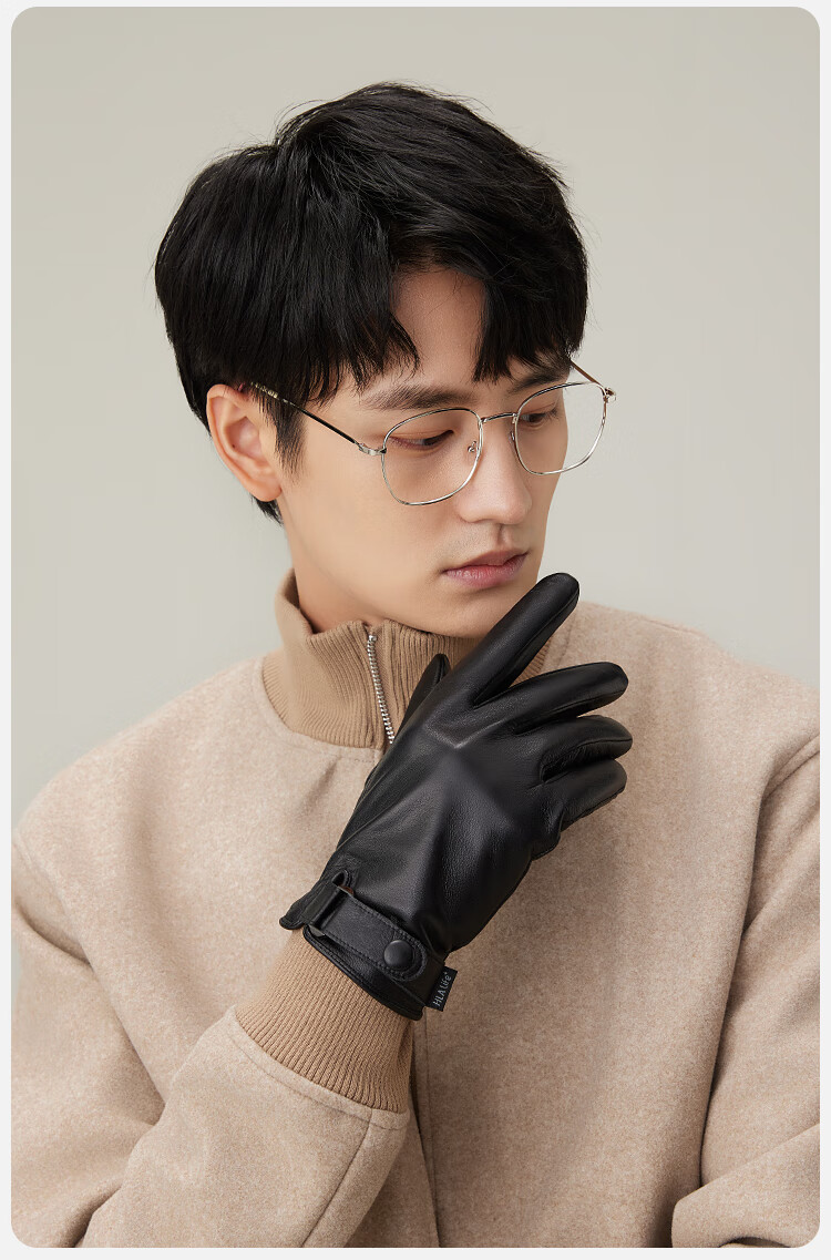 HLA Leather Gloves for Men, Autumn And Winter Warm Driving Cycling Skiing Cold Windproof Birthday Gift for Boyfriend Father 13