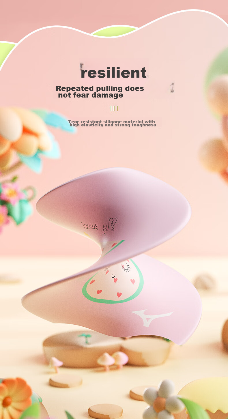 MIZUNO Children's Swimming Cap for Girls, Silicone Non-Binding Cute Professional Waterproof Ear Protection Printed Swim Cap N2CW2S12 Pink And White Rabbit 7