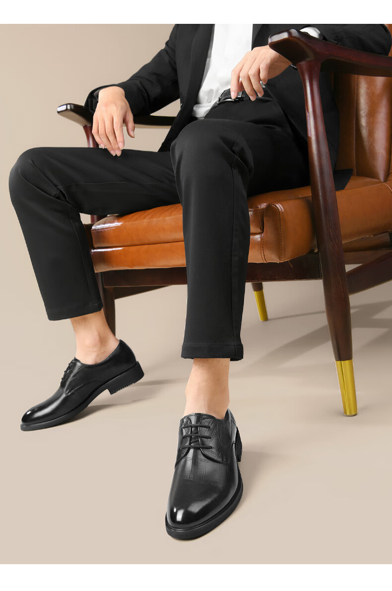 HLA Men's Leather Shoes, Business Formal Dress Shoes, Genuine Leather Footwear, HAAPXM2FAV172, Black, Size 44 3
