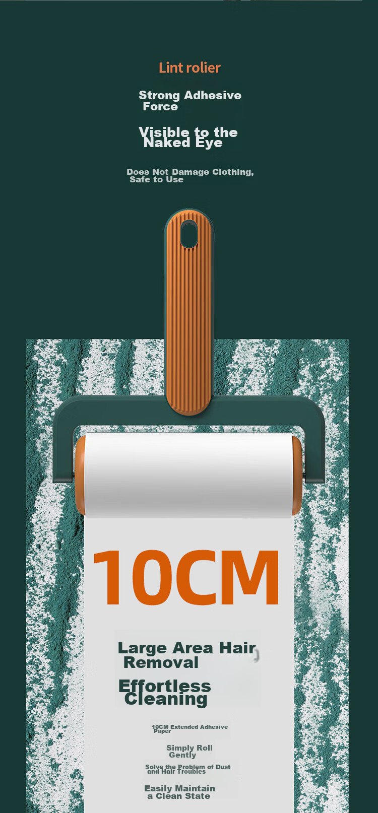 MR Lint Roller with Lid, 10cm Diameter, 10 Rolls, 600 Sheets, Tear-Off Paper for Clothes And Pet Hair Cleaning 6