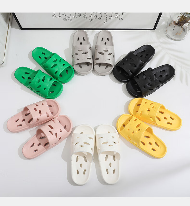 GUOLUOFEI Bathroom Slippers for Men And Women, Summer Indoor Shower Hollow Water-Draining EVA Bathroom Sandals, White, Size 40-41 11