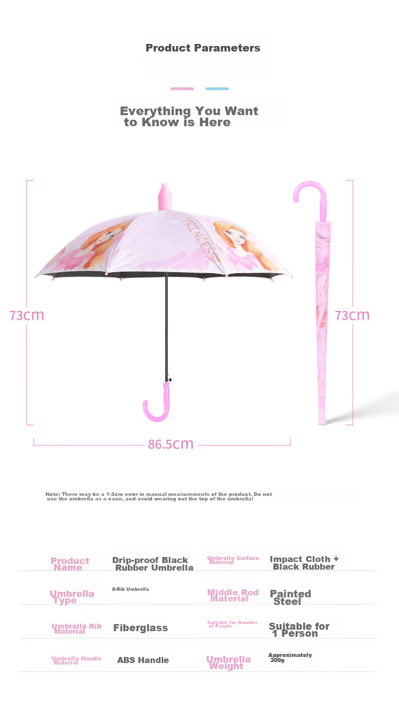 Meebordi Umbrella for Children, Dual-Use for Sun And Rain, Kindergarten Safety Round Corner Umbrella with Drip Function for Students Aged 7-12 4