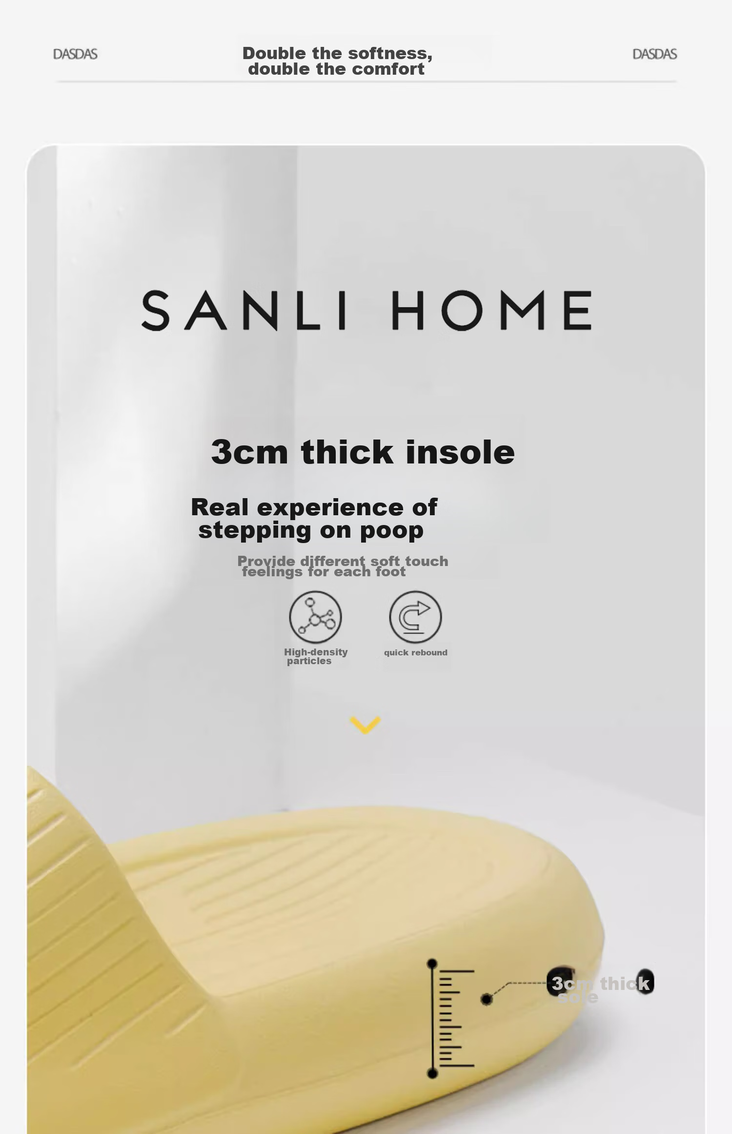 Sanli Slippers, Thick Sole, Comfortable Feel, Odor-Free, Soft Bottom, Bathroom Indoor Home Non-Slip Sandals for Men And Women, Gray, Size 40-41 7